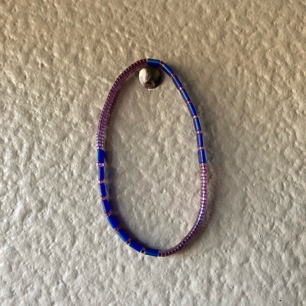 Vibrant Handmade Purple and Blue Tila Beaded Bracelet - Picture 8 of 10